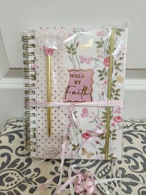 Walk By Faith Floral Journal with Pink & Gold Accents